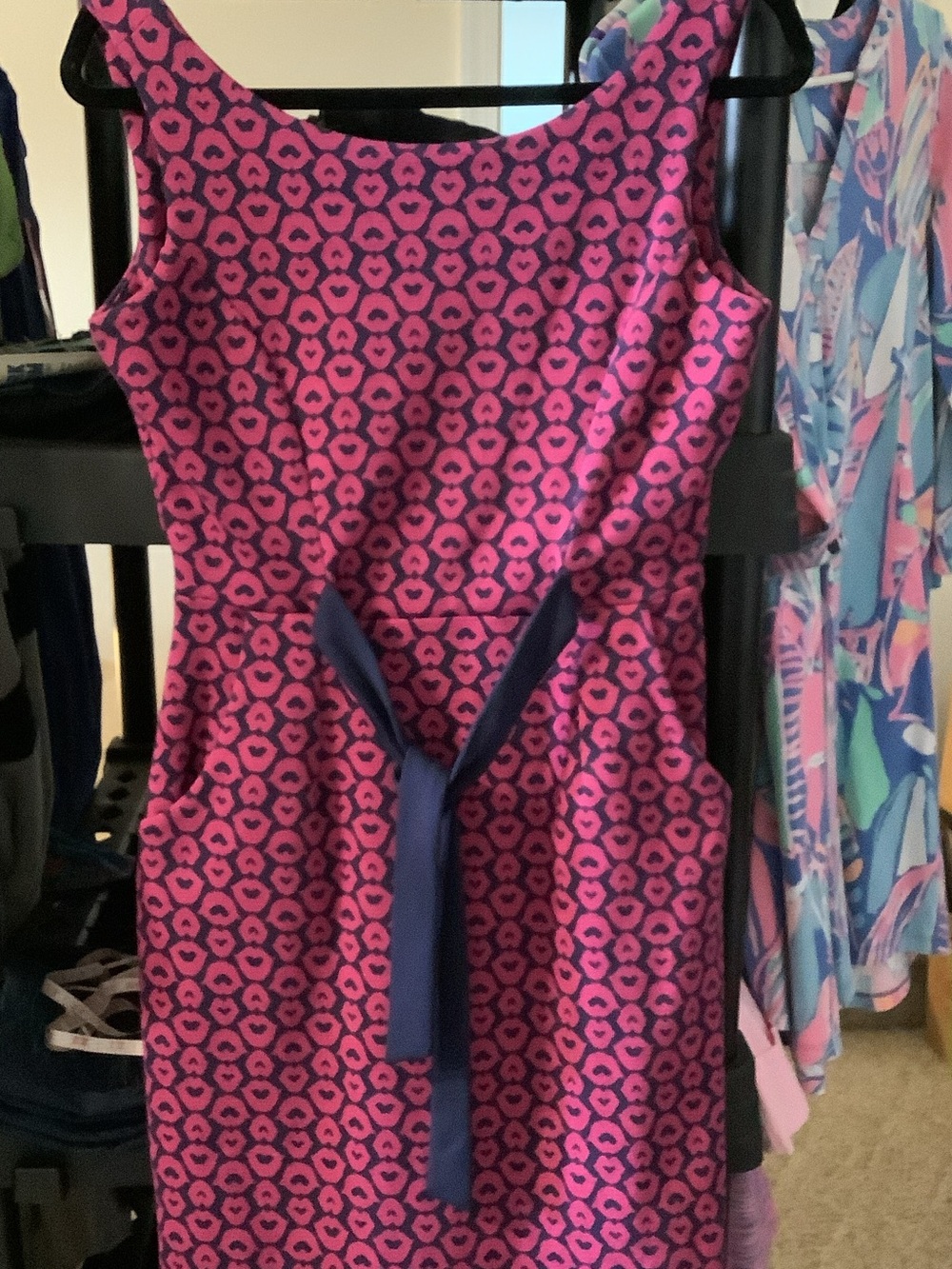 Lilly Pulitzer Pink and Navy Abstract Print Dress
